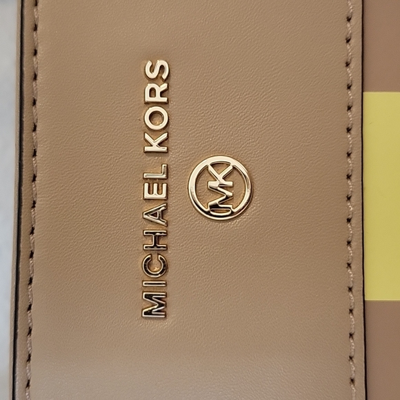 NWOT Michael Kors Morgan LG Tote Center Stripe Yellow - Picture 2 of 5